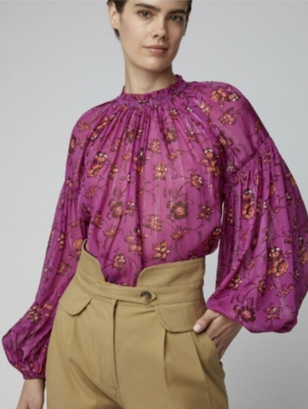 Ulla Johnson Arnoux Silk-Blend Blouse Magenta Size 2